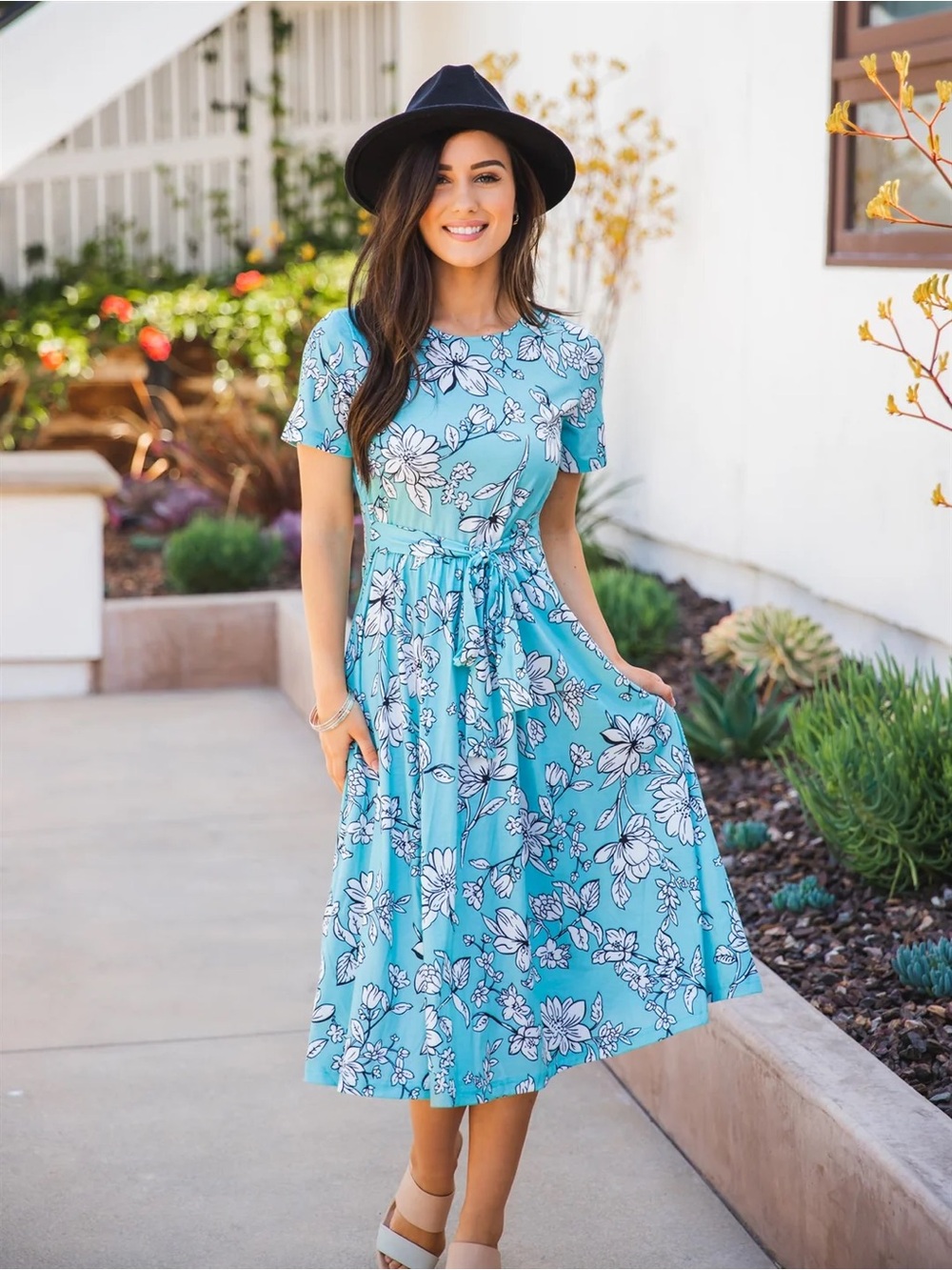 Tickled Teal | Amani Tie Waist Midi Dress